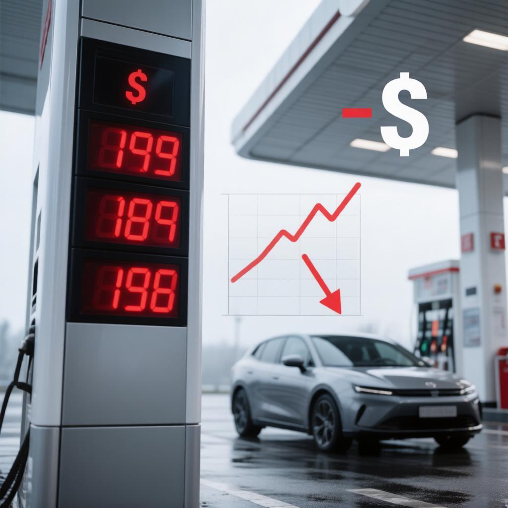 Информационное табло автомобильной заправочной станции АЗС в Кемеровской области с высокими ценами на бензин марок АИ-92 и АИ-95.