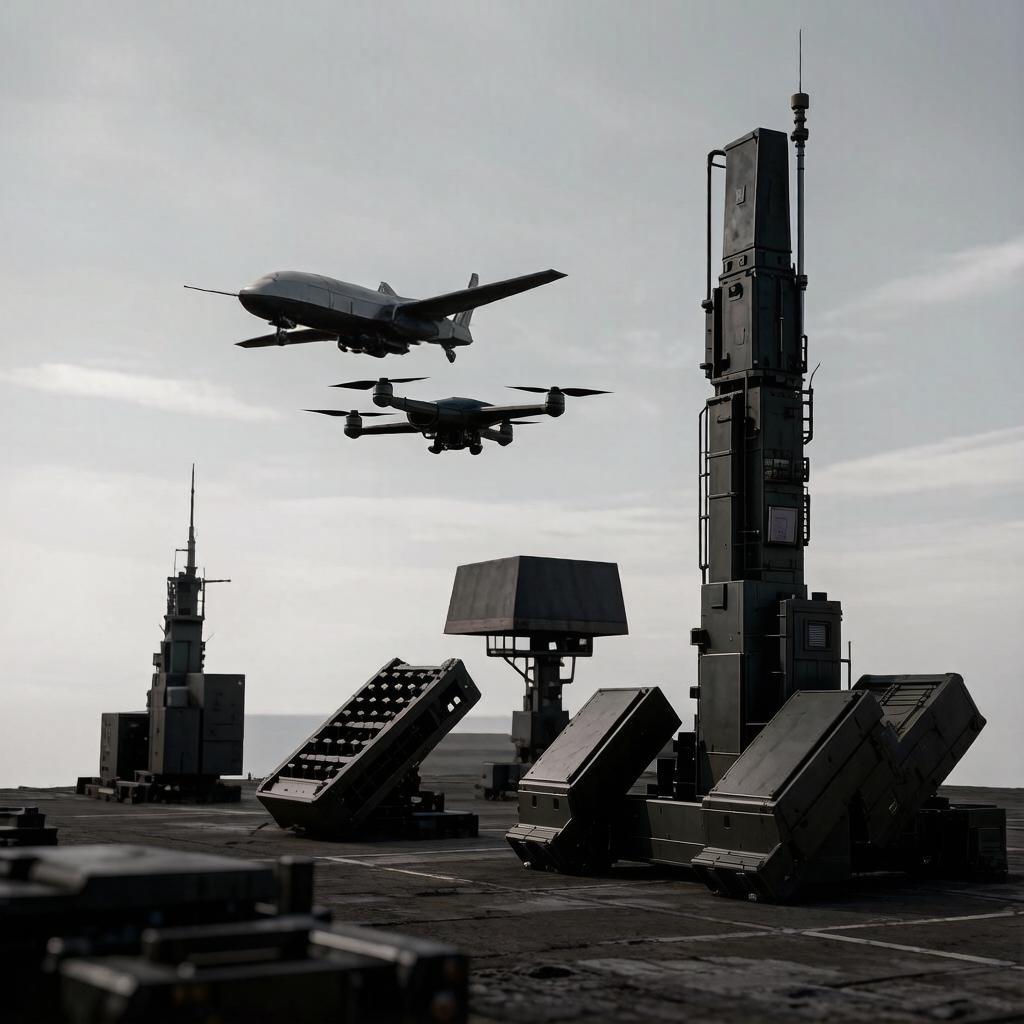 анорамный снимок утреннего неба над Московской областью, где развернуты мобильные посты наблюдения и радиолокационные станции противовоздушной обороны, осуществляющие контроль воздушного пространства.