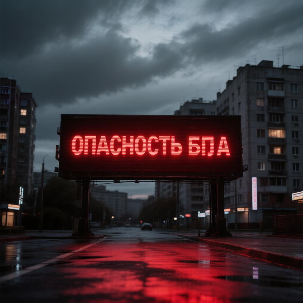 Промышленная зона города Омска с технологическими объектами в условиях объявленной воздушной тревоги